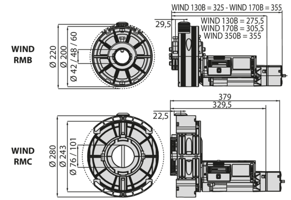 WIND RMB 350B 200-230 EF Pohon pro rolovací vrata